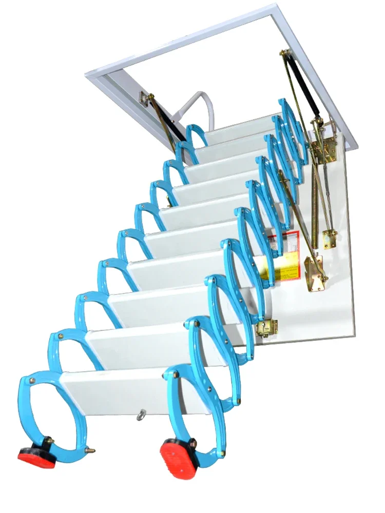 Invisible loft retractable staircase for household indoor lifting and folding duplex