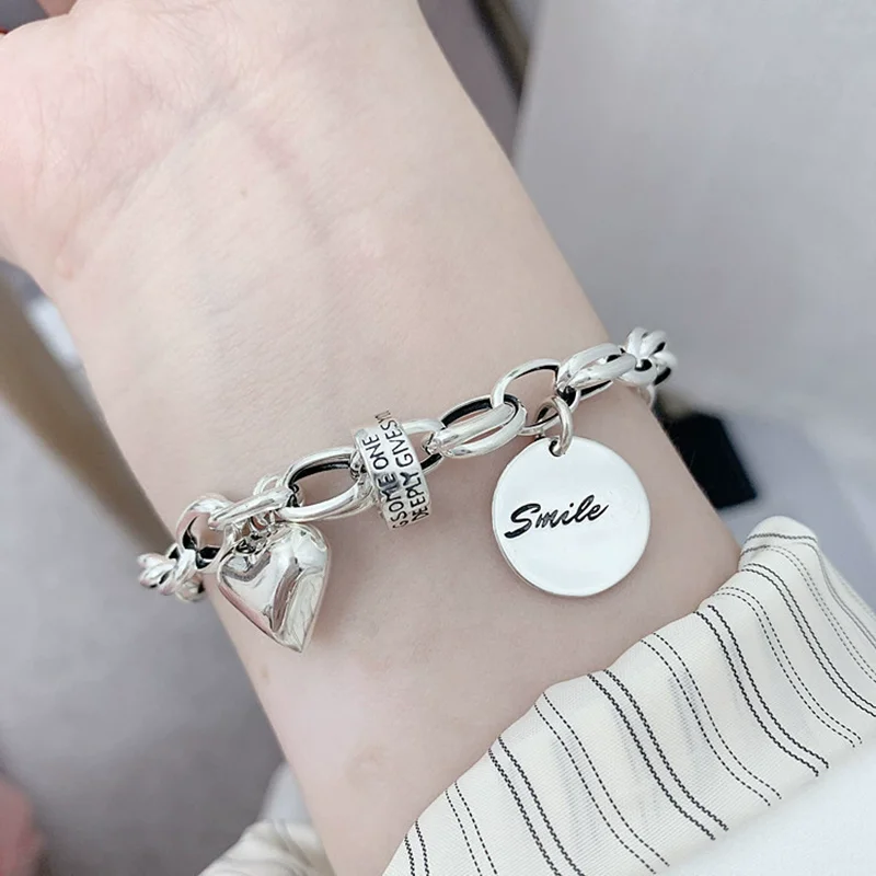 925 Sterling Silber Thai Silber Armband für Frauen Vintage Geometrisches Herz Glückssymbol Punk Schmuck 2026 Neu Party Geburtstagsgeschenk – Detail 9