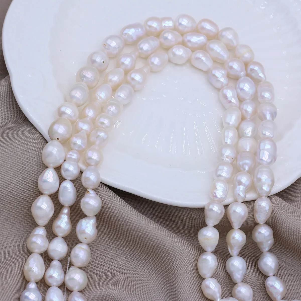 Natural Freshwater Pearls Beaded White Water Drop-shaped Spaced Loose Beads for Jewelry Making DIY Necklace Bracelet Accessories