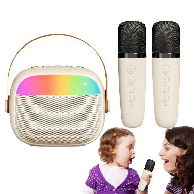 Mini Karaoke Machine For Adults And Kids Portable Bluetoth Speaker With 2 Wireless Microphone Karaoke Gifts For Birthday Party