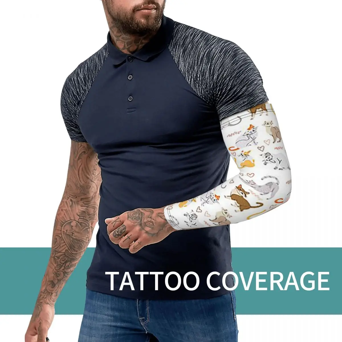Gray Ginger And Siamese Kittens Cats Outdoor Arm Sleeves Sun UV Protection Cover Summer Cycling Tattoo Sleeves