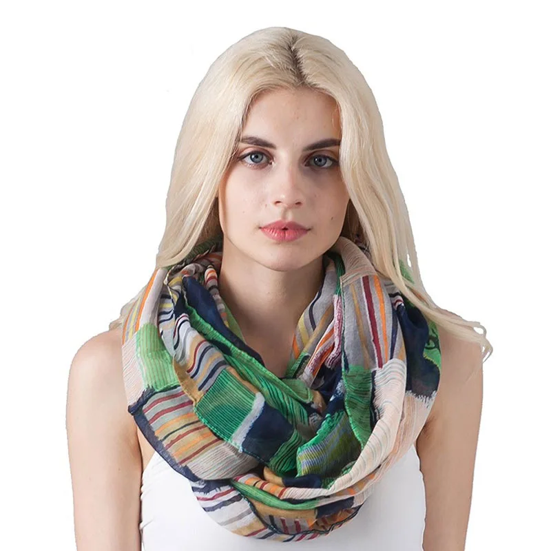 Designer Brand Women Plaid Ring Neck Scarf Winter Neckerchief Print Cable Infinity Scarves Warm Soft Voile Loop Shawl Snood