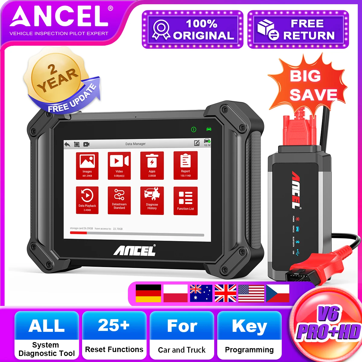 Heavy Duty Trucks OBD2 Full System Scanner Diagnostic Tool 40+ Reset Service Commercial Passenger Construction Vehicles Tester