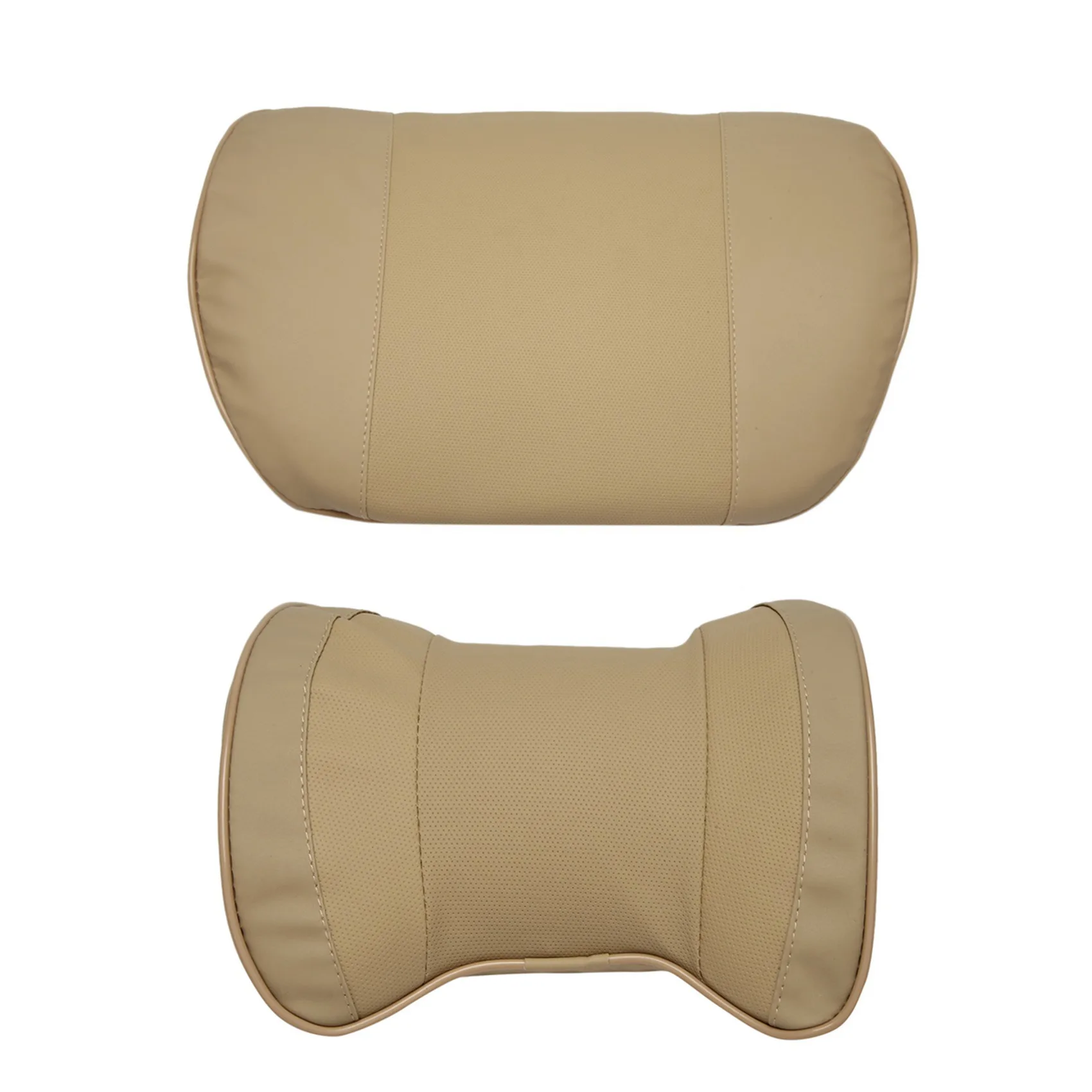 2Packs Car Pillow & Back Support Cushion with Adjustable Strap Neck Pillow Back Cushion Memory Cotton Beige