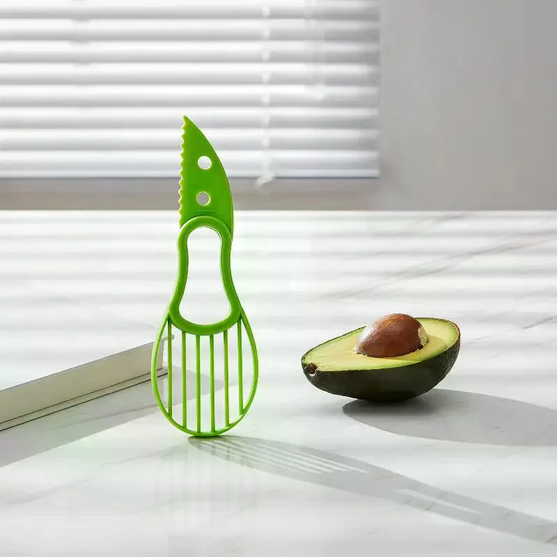 Avocado Slicer 3-in-1 Corer Peeler Cutter Pulp Separator Plastic Knife Kitchen Vegetable Tools Home No Slip Safe Cut