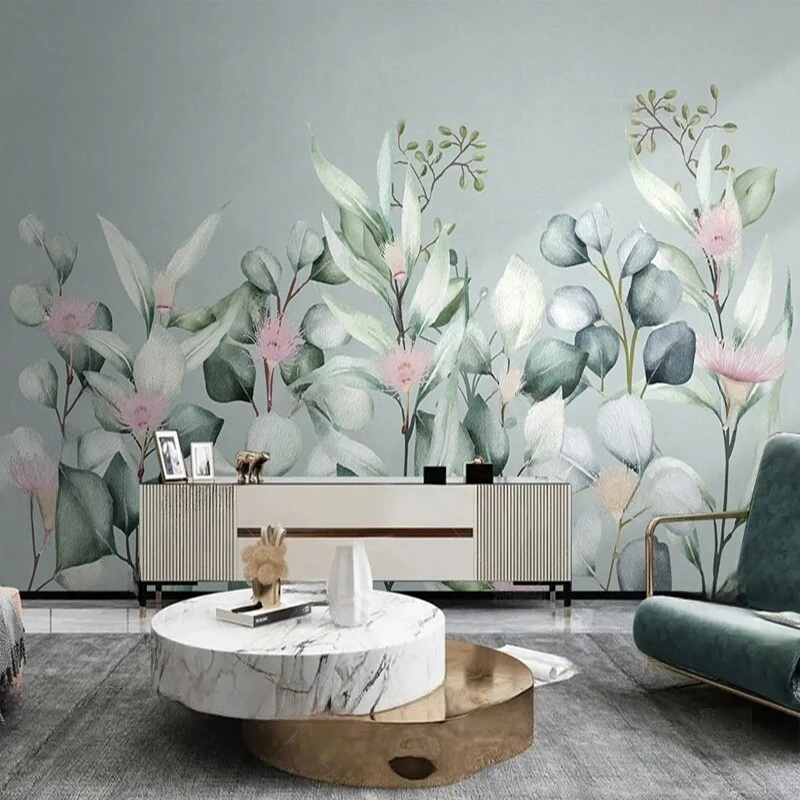 

MU8859 American-style pastoral flower watercolor plant light and fresh TV background wall painting Living room bedroom sofa