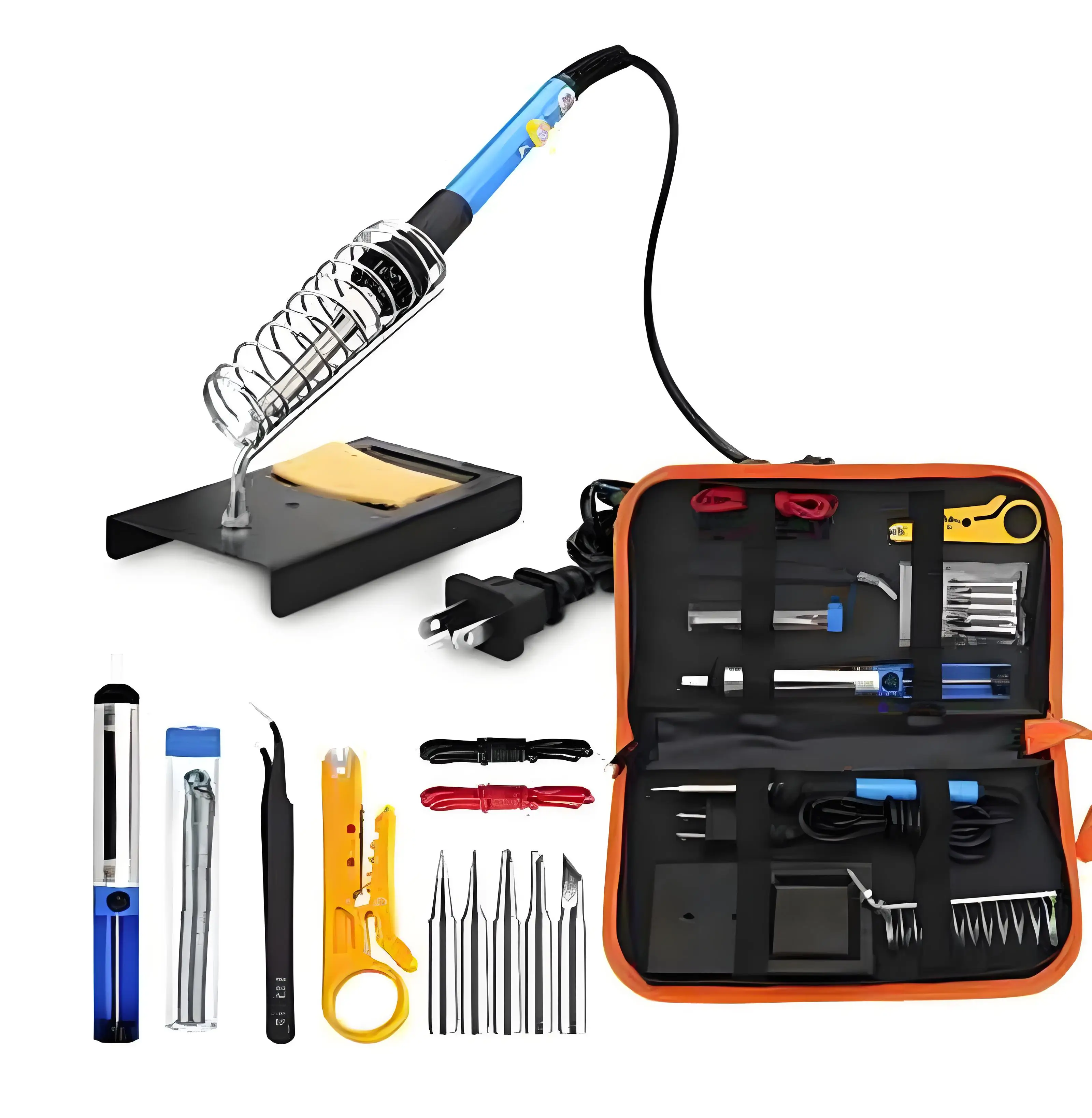 

Soldering Iron Kit Electronics, 60W Adjustable Temperature Welding Tool, 5pcs Soldering Tips, Desoldering Pump, Stand, Tweezers