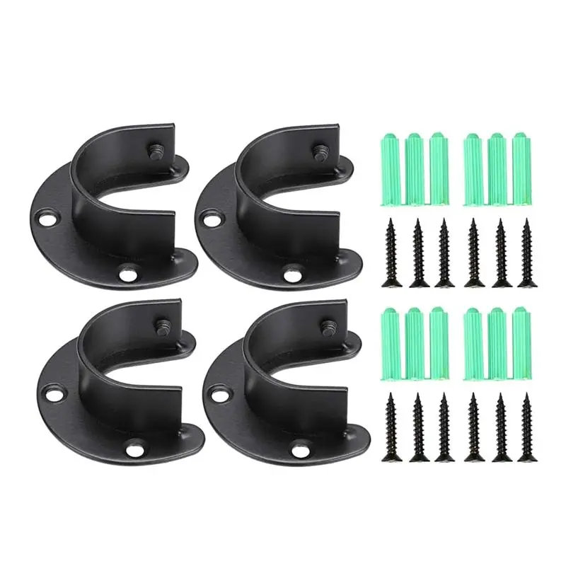Tendance du moment - 4 supports de tringle de placard en forme de U avec vis, embouts de fixation pour tringles de 32 mm