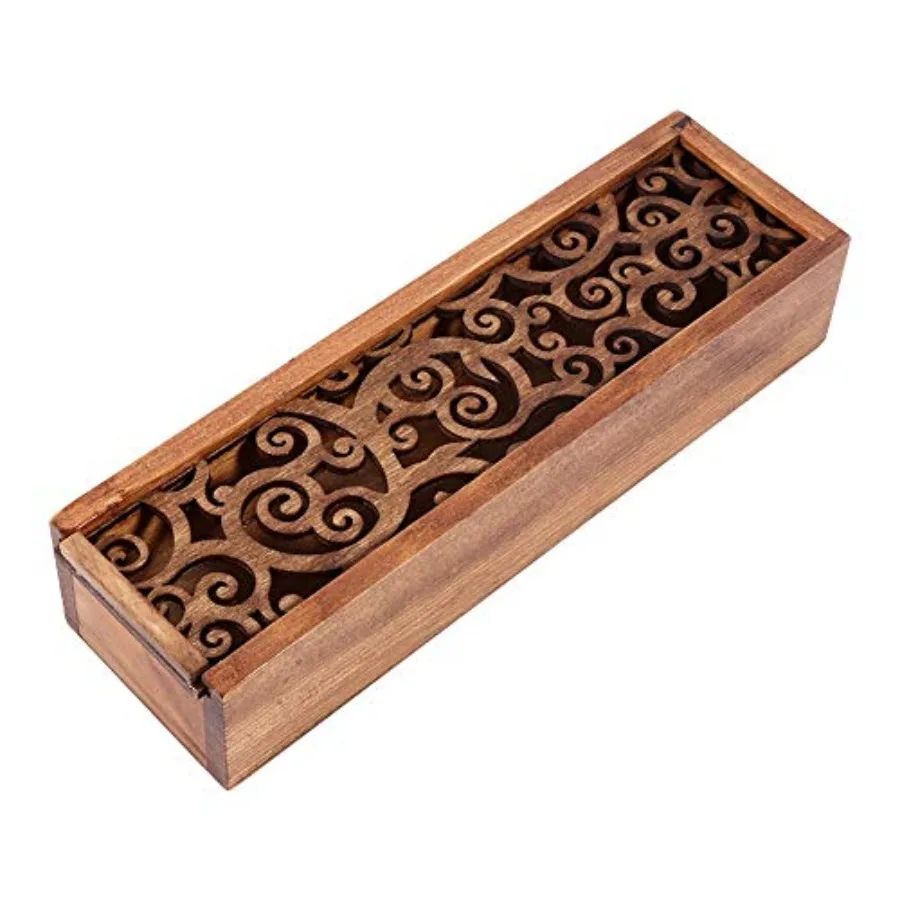 

Wooden Pen Box Wood Pencil Storage Case Retro Stash Organizer Removable Cover Rectangular Ballpoint Pen Display Holder Gift Des