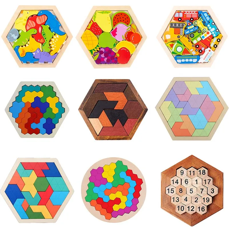 27 Style Block Puzzle Jigsaw Puzzle Board Classical Puzzle Children\'s Toys Hexagonal Alien Chess Tangram Puzzle Toys