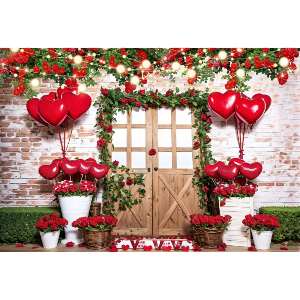 February 14 Valentine\'s Day Backdrops Photography Rose Flowers Couple Anniversary Portrait Background Party Decor Photo Studio
