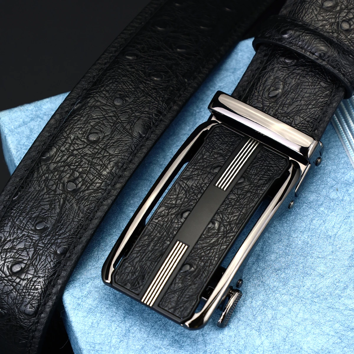 حزام جلدي بإبزيم تلقائي للرجال مع رأس معدني للأعمال جينز كاجوال وإكسسوارات ملابس عصرية متعددة الاستخدامات #6