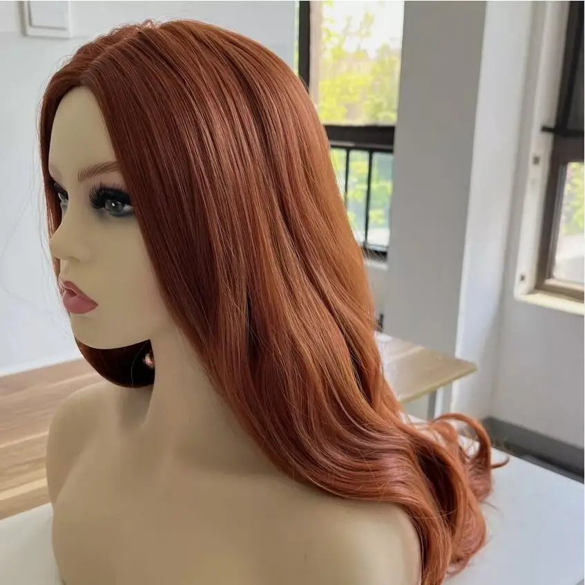 Long Wavy Heat Resistant Hair Natural Halloween Cosplay Wig Copper Red