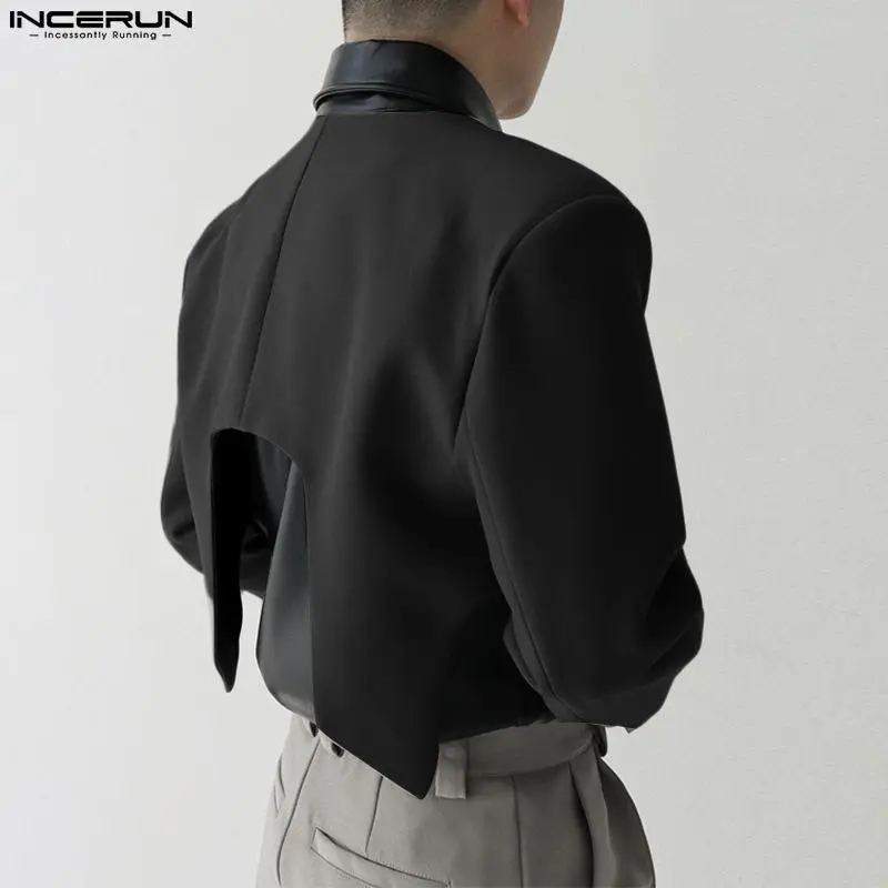 INCERUN – Blazer à manches longues pour hommes, Streetwear, décontracté, irrégulier, couleur unie, point ouvert, 2023, S-5XL