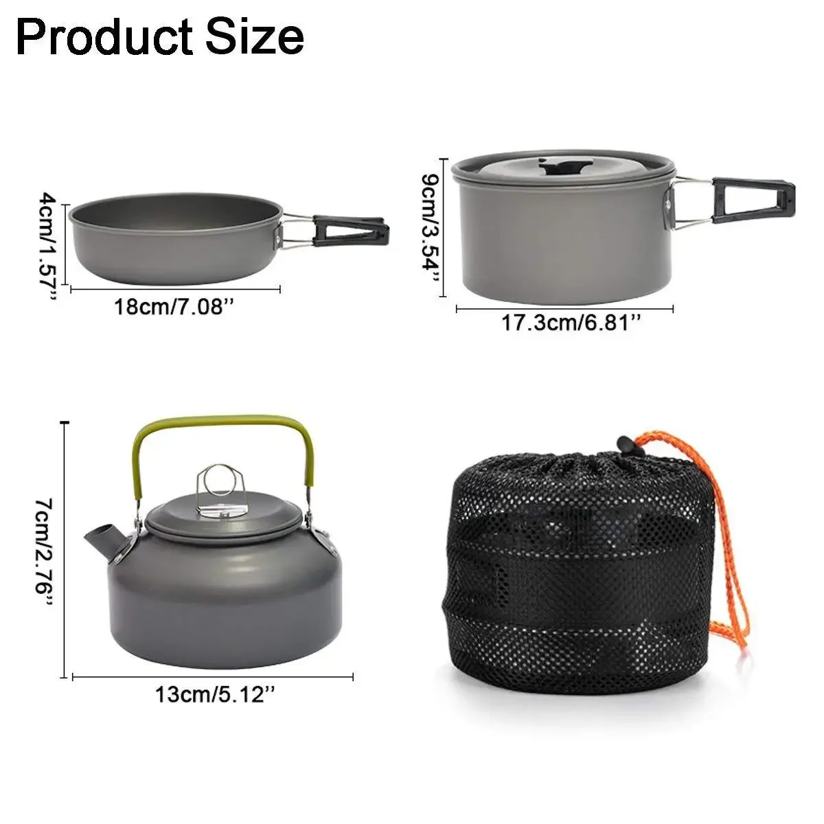 Ultralight Aluminum Alloy Camping Cookware Utensils Outdoor Cooking Teapot Picnic Tableware Kettle Pot Nonstick Frying Pan Set