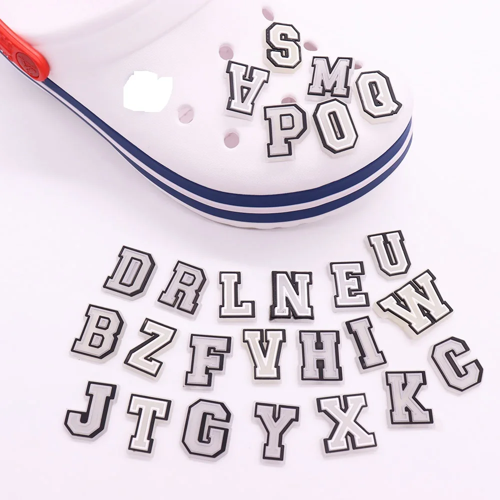 1pcs PVC Grow On The Night 26 Letter Luminous Alphabet Charms Buckle Clog Garden Shoe Button Decoration Hole Slipper Accessories