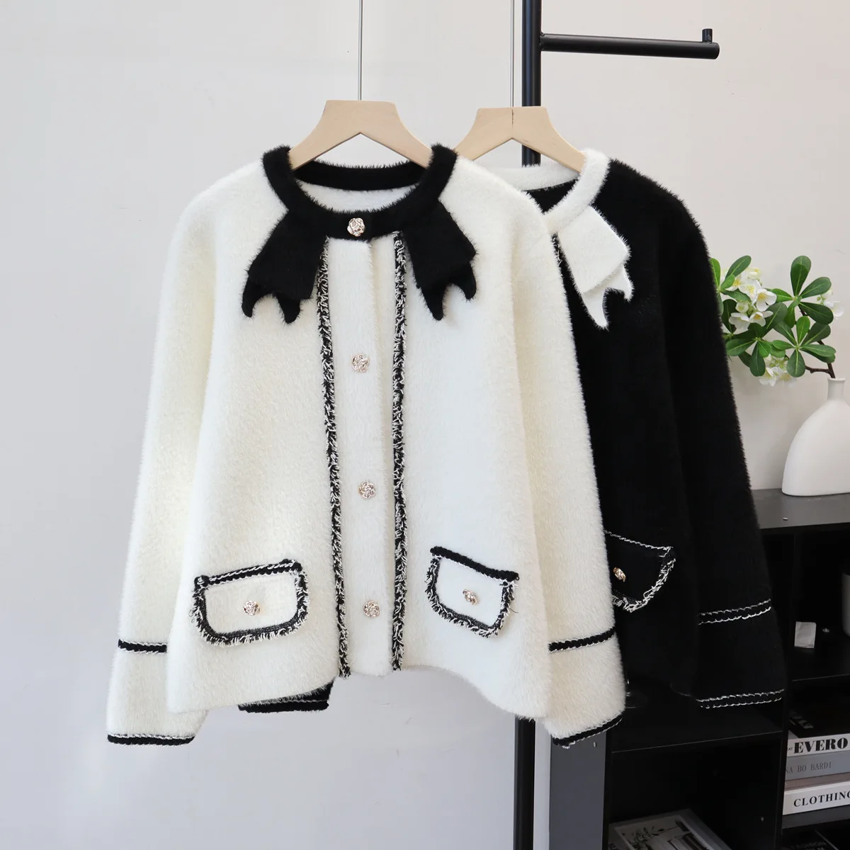 

Women Coat Cardigan Sweaters Coats Bow Jackets Full Sleeve Jumpers Y2k Streetwear Elegant Knit Round Neck Autumn Winter