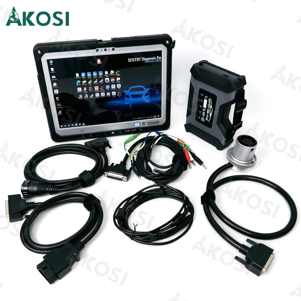 SUPER MB PRO M6+ Diagnóstico Inalámbrico WIFI Star para Multiplexor Benz VCI XENTRY para Camiones MB 12V, Coches 24V, Camiones Diésel, Autobuses + PC CF33