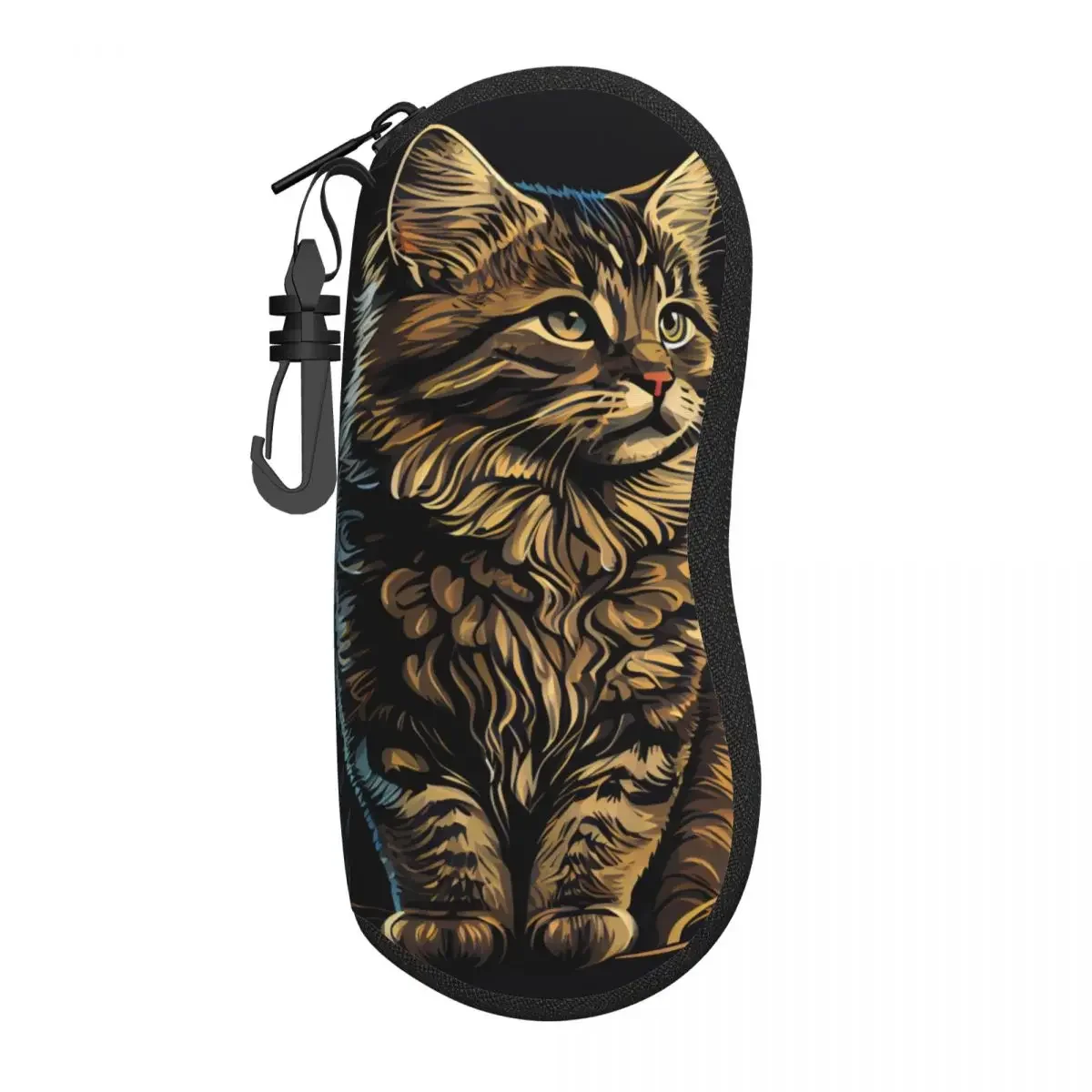 American Bobtail Cat Glasses Case Cute Animal Sunglasses Pouch Daily Soft Eyewear Organizer Key Chain Men Women  Box