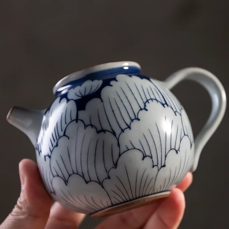 Blue-and-White Teapot Japanese Stoneware Cup Kung Fu Tea Household Ceramics Queen Sancai Cup Ceramic Tea Pot  Tea Set Siteel