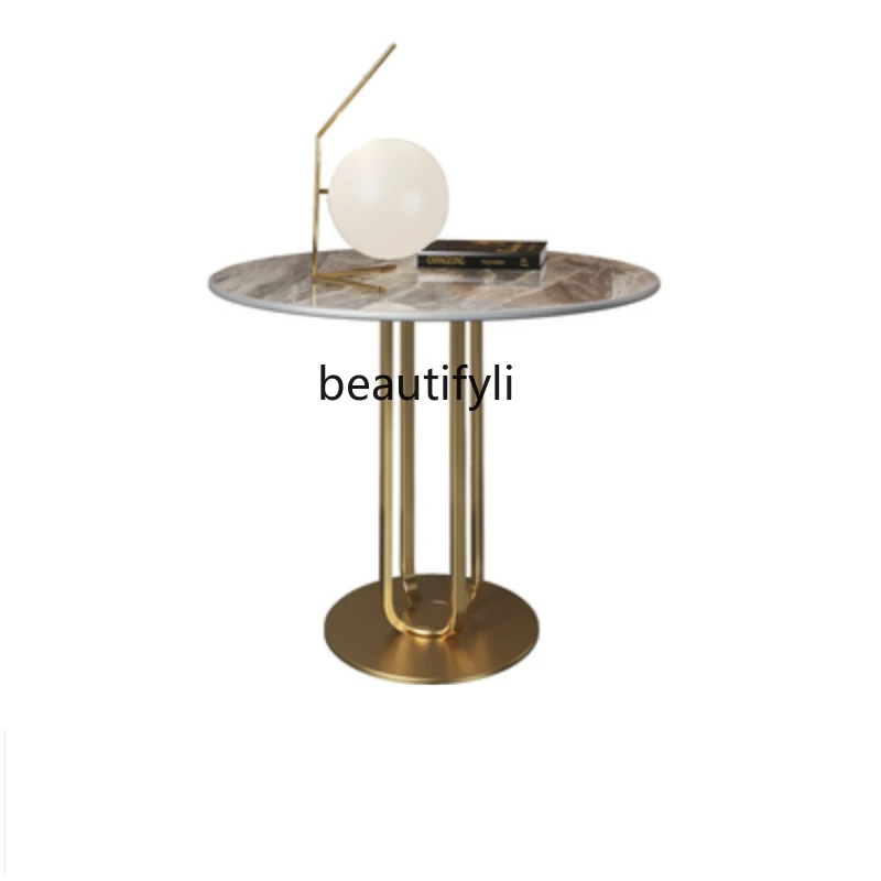 

yj Modern Minimalist Side Table Household Light Luxury Tea Table Integrated Stone Plate Texture Balcony Table Tea Table