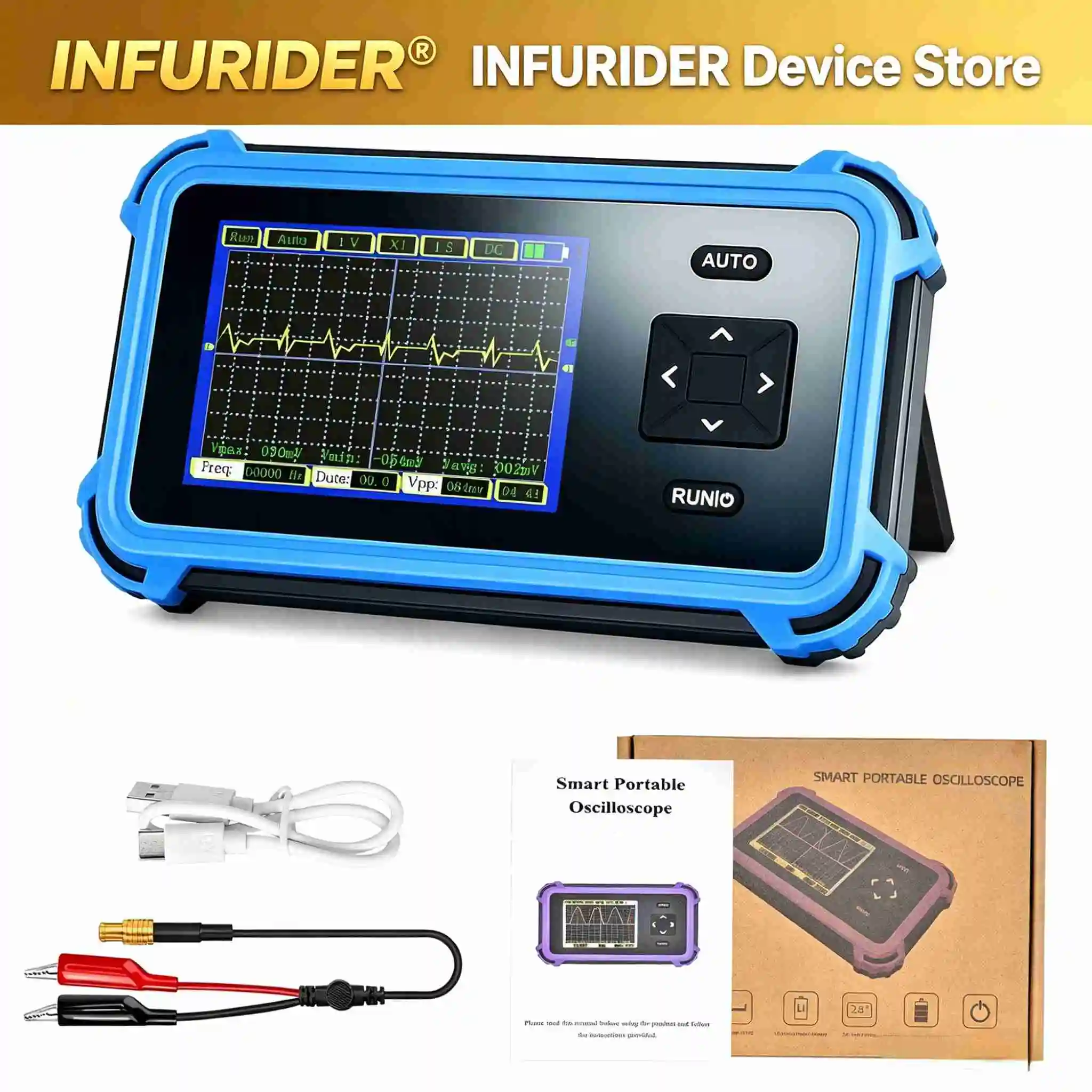 Automotive Digital Oscilloscope 1MHz Bandwidth 8.33MSa/s Mini Oscilloscope ±400V Handheld Tester Oscilloscopes