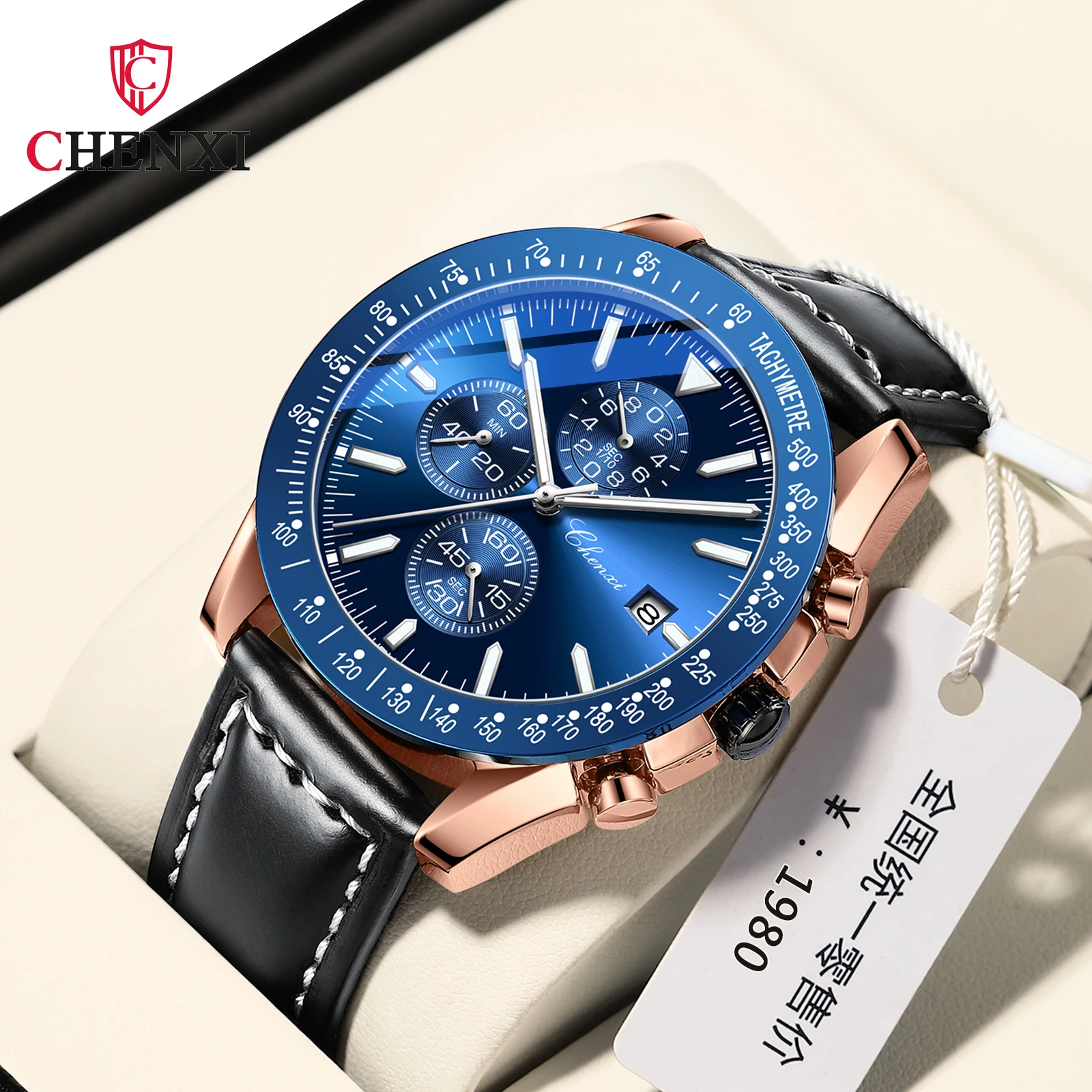 CHENXI 960 reloj de pulsera de lujo para hombre joven cronómetro impermeable luminoso reloj de hombre de cuero de alta calidad reloj deportivo de cuarzo para hombre