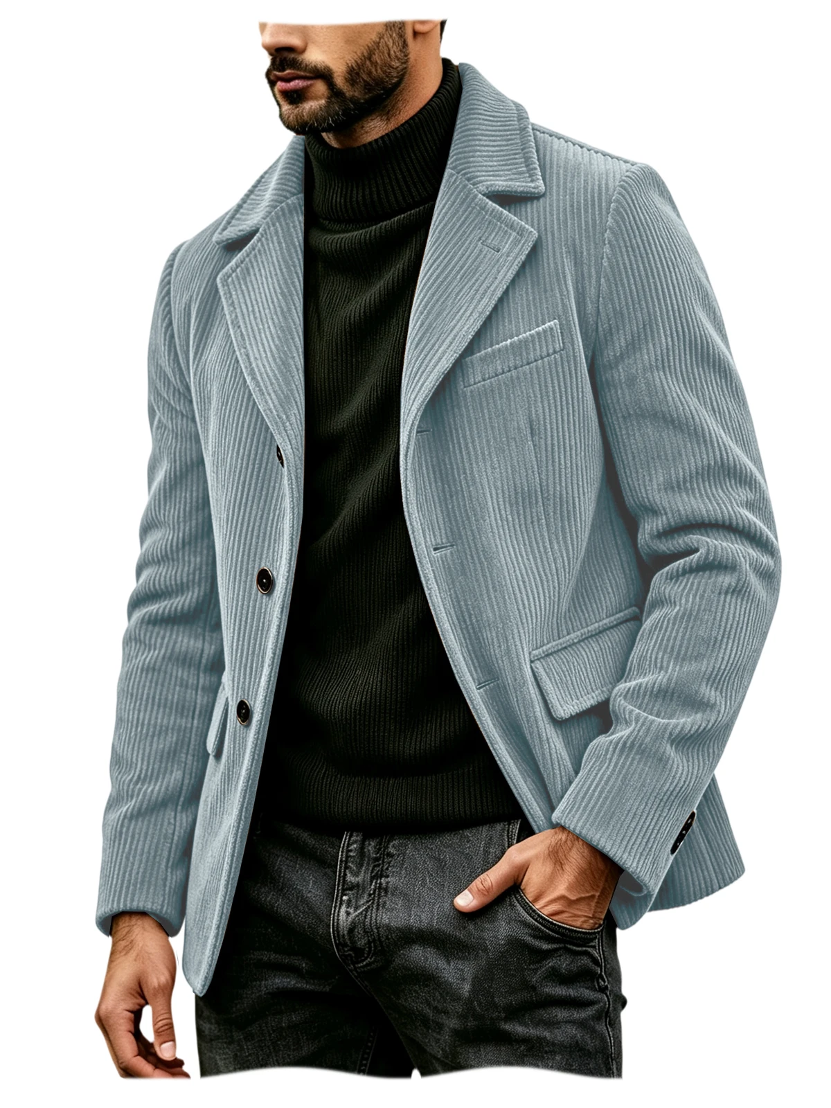 Men's Corduroy Suit Jacket Vintage Notched Lapel Single Breasted Loose Fit Casual Blazer High Quality Fashion Sport Coat Busines 22