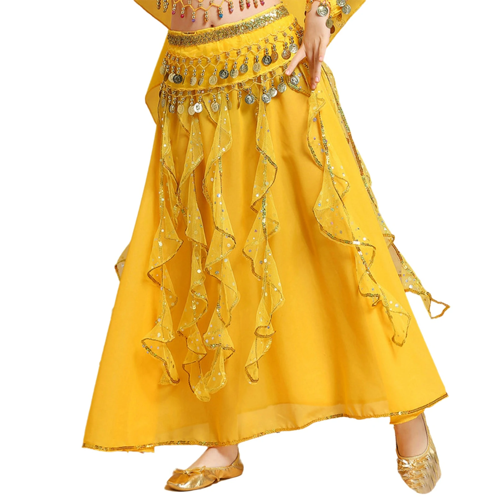 여자 반짝이는 스팽글 벨리댄스 스커트 허리 체인 세트 할로윈 인디언 벨리댄스 의상 라틴 차차 무대 공연용