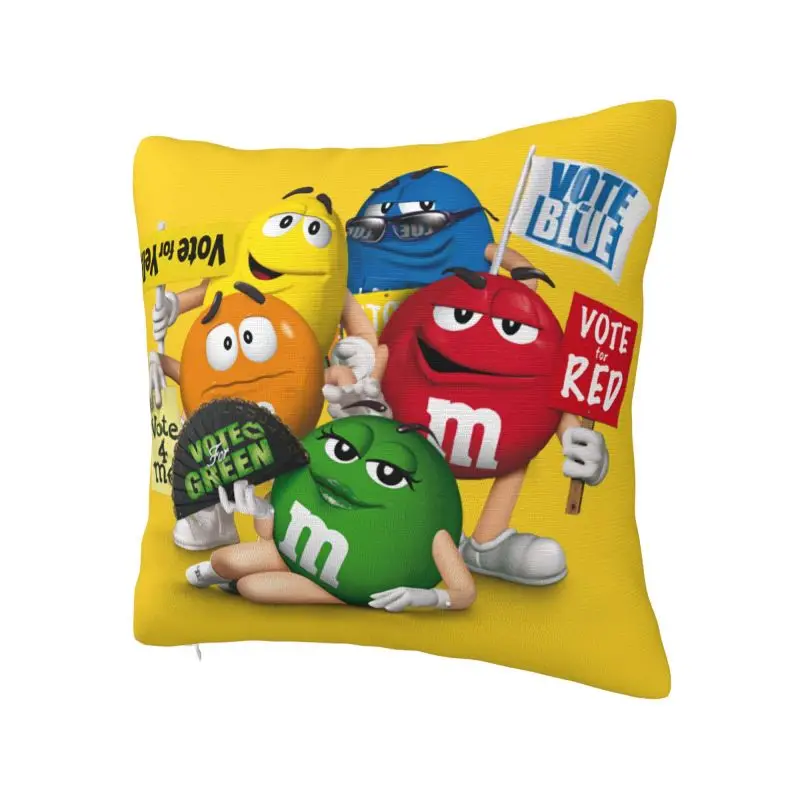 Luxury M&M's Chocolate Sofa Cushion Cover Velvet Funny Candy Meme Throw Pillow Case for Living Room