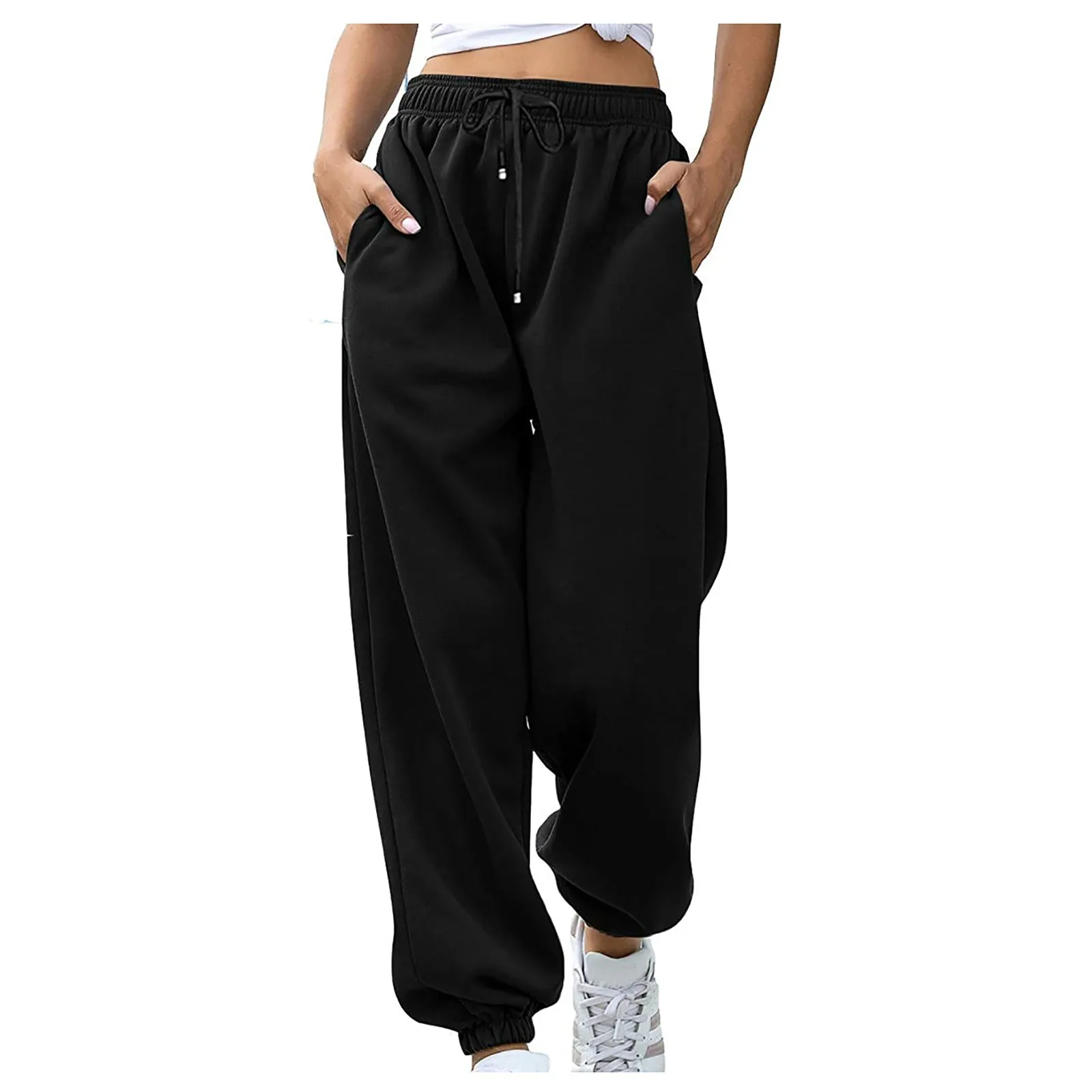 

Women Casual Sweatpants Wide Leg Solid Joggers Classic Loose Streetwear Oversize Sports Female Trousers All-match