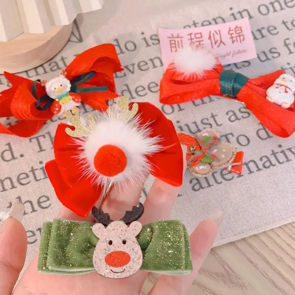 

Han Clothes Accessories Antler Hairpin Headdress Bow Christmas Hair Clip Headwear Hair Decoration Santa Claus Hairpin Party