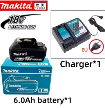 2026 Genuine Makita 18V 6.0Ah Powerful long-lasting Rechargeable Battery+electric drill+charger ,For Makita Power Tools