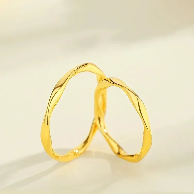Mobius Ring Couple Pair Gold Plain Closed Band Men Women Fashion Light Luxury High Sense Index Finger Jewelry Gift
