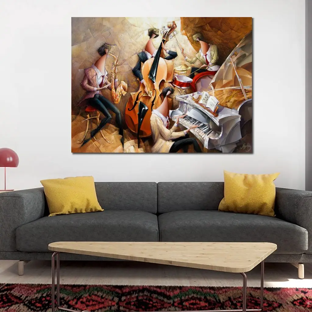 Abstract Art Canvas Oil Painting Music Inspiration Handmade Contemporary Artwork Office Family Room Wall Decor High Quality Gift