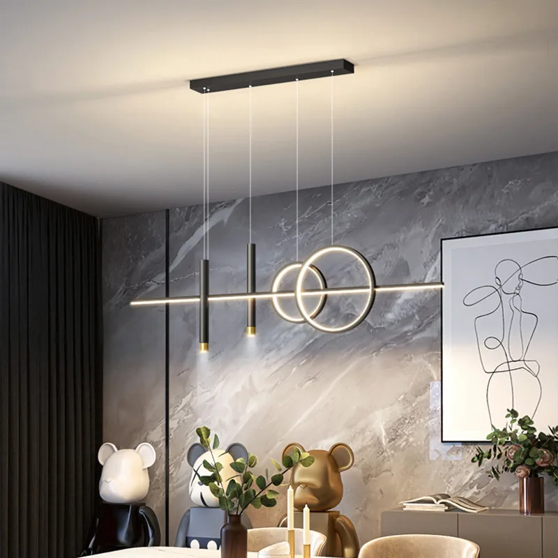 Nordic restaurant chandelier modern minimalist lamp in the living room creative post-modern designer strip bar lamp light lamps