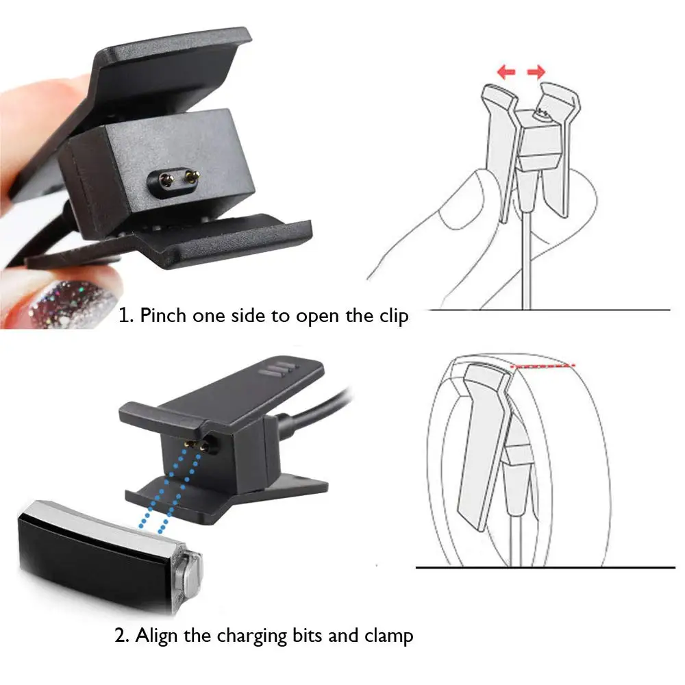 Caricabatterie con pulsante di ripristino per Fitbit Alta cavo di ricarica USB di ricambio adattatore per cavo Dock Dock adattatore di alimentazione con Clip