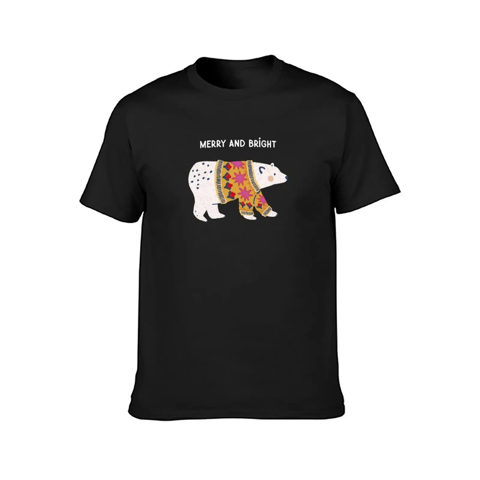 Merry Polar Bear in a Bright Sweater T-Shirt for a boy blanks korean fashion plain black t shirts men