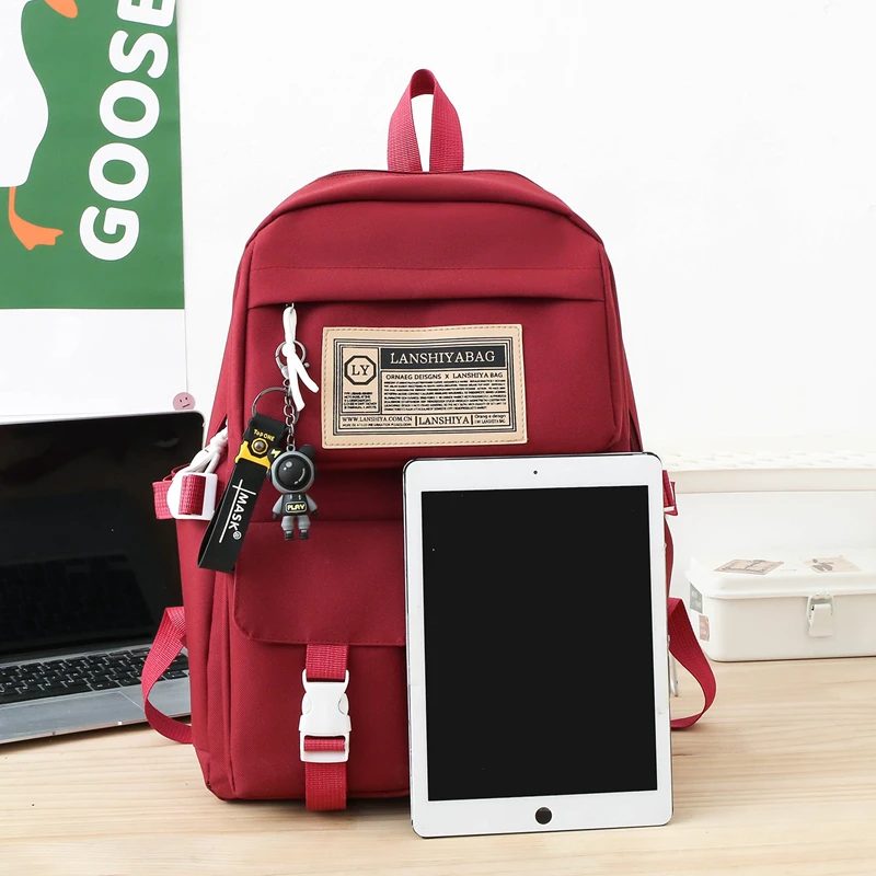 無料ペンダント5点セット 森系 韓国風 カジュアル 原宿系 学生リュック 高校生女子向け 大容量