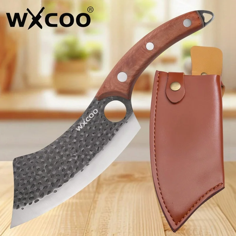 

WXCOO Professional Kitchen Knife Chef Knife Japanese Santoku Knife Butcher Knife Meat Cleaver Kitchen Supplies Wooden Handle