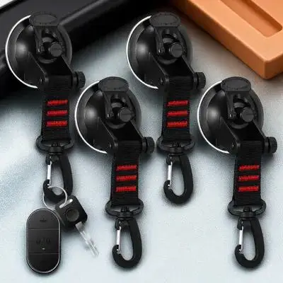 

4pcs Heavy Duty Suction Cup Hooks Strong Vacuum Rotating Hooks Sturdy Nylon Strap Car Awning Camping Window Glass Surface Easy