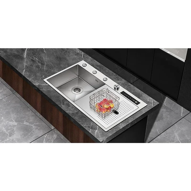 

Kitchen Sink Double Sink Fruit and Vegetable Purification and Disinfection Dishwashing Sink 304 Stainless Stee