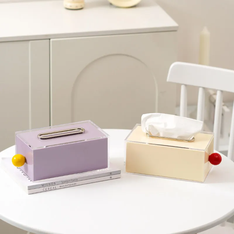 

Dopamine Style Acrylic Tissue Box Nordic Minimalist Pull-Out Paper Organizer Luxury Home Decor for Living Room Storage Box