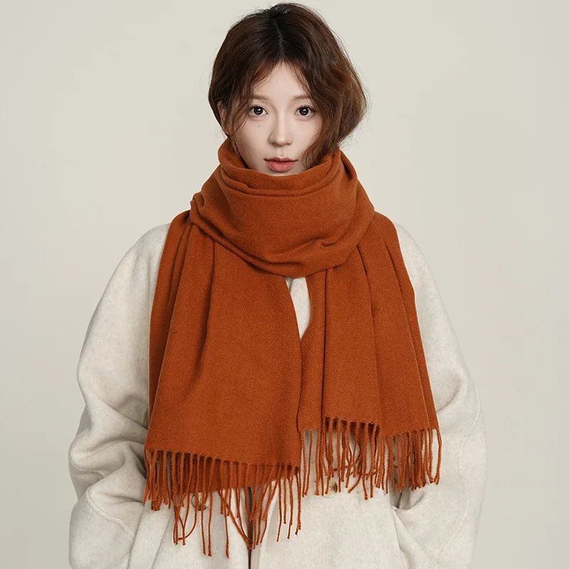 Imitation Cashmere Scarves Shawls for Women Men Keep Neck Warmth Wraps Winter Warm Long Thickened Solid Color Scarf Neckerchief