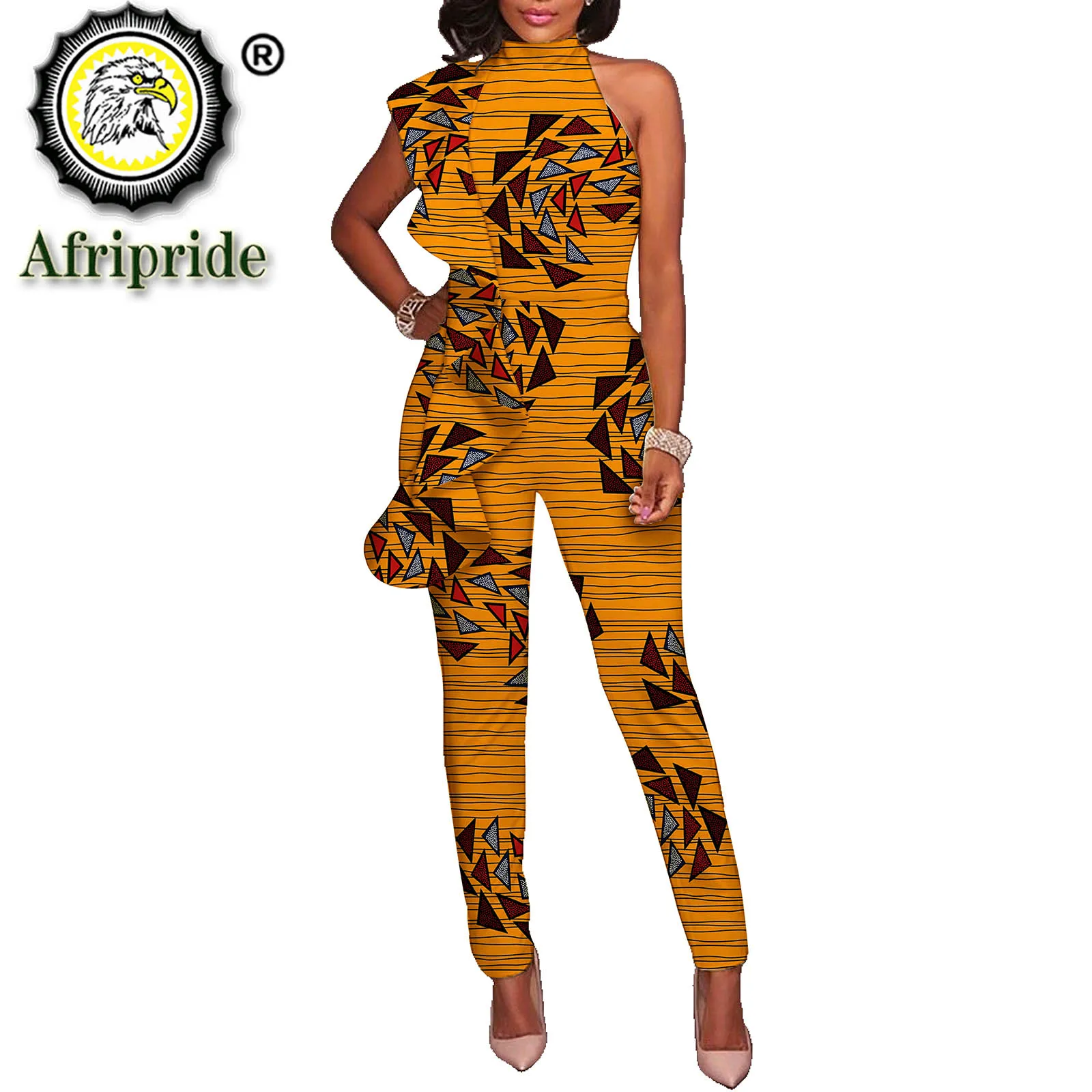 African Women Sets Sleeveless Dashiki Blouse Pants Suits Office Lady Elegant 2 Piece Set Business Outfits Crop Top S2026027