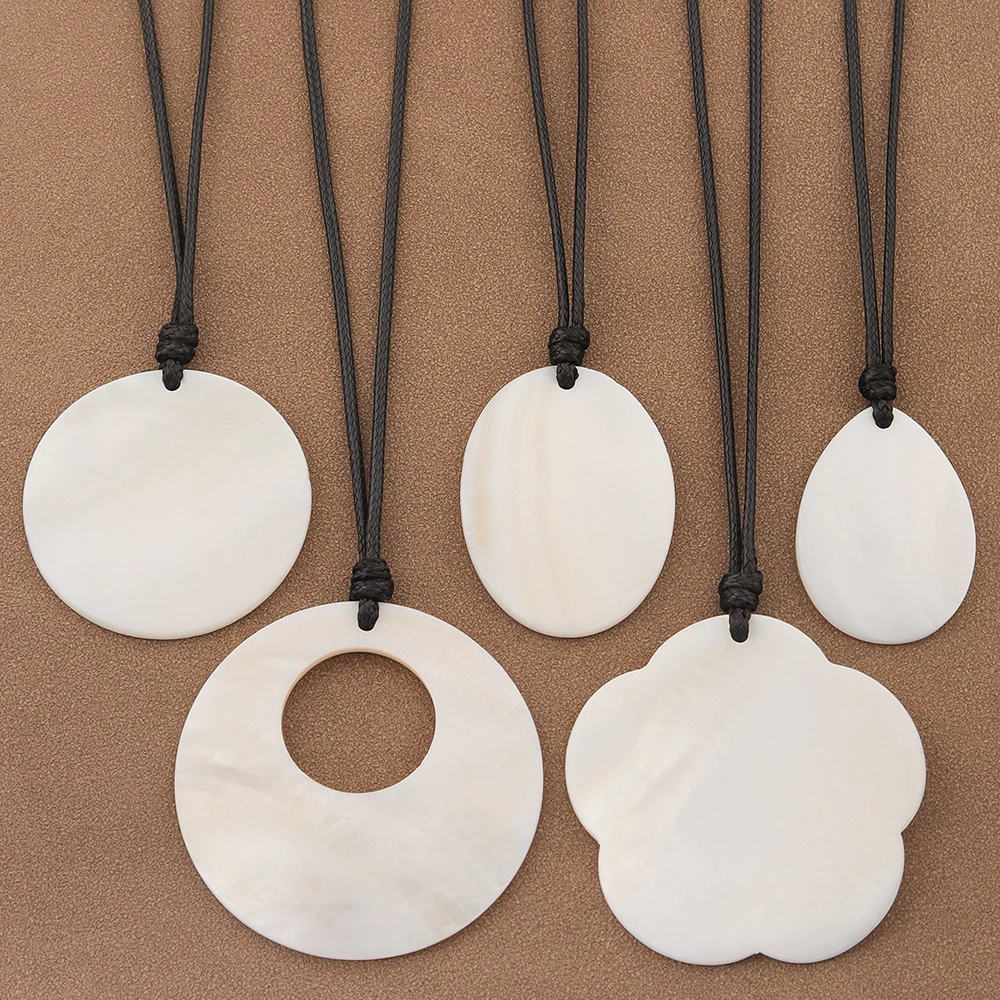 1 x Natural White Shell Pendant Necklace Simple Irregular Shape Pendant Necklace for Women Jewelry Necklace Length