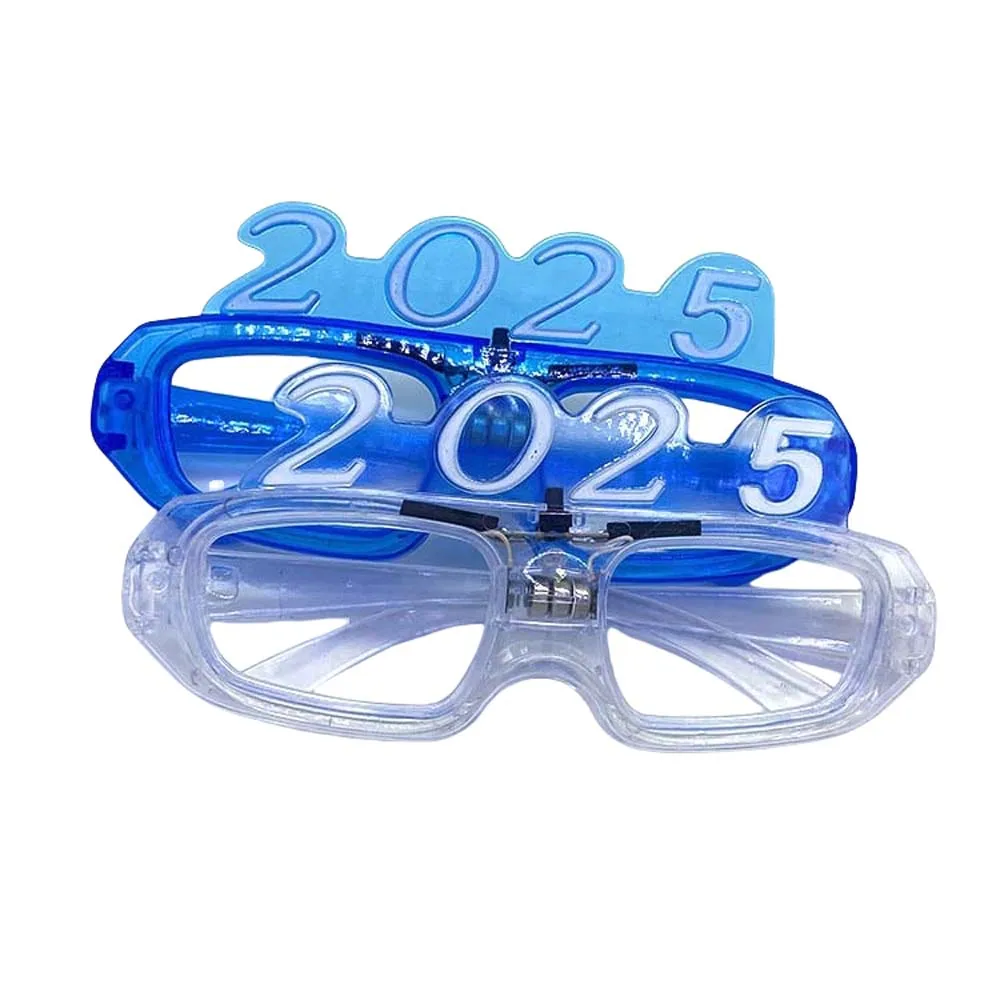 LED Glow 2025 Happy New Year Glow Glasses Number Letter Light Up 2025 LED Glow Glasses Photographic Ornaments Colorful