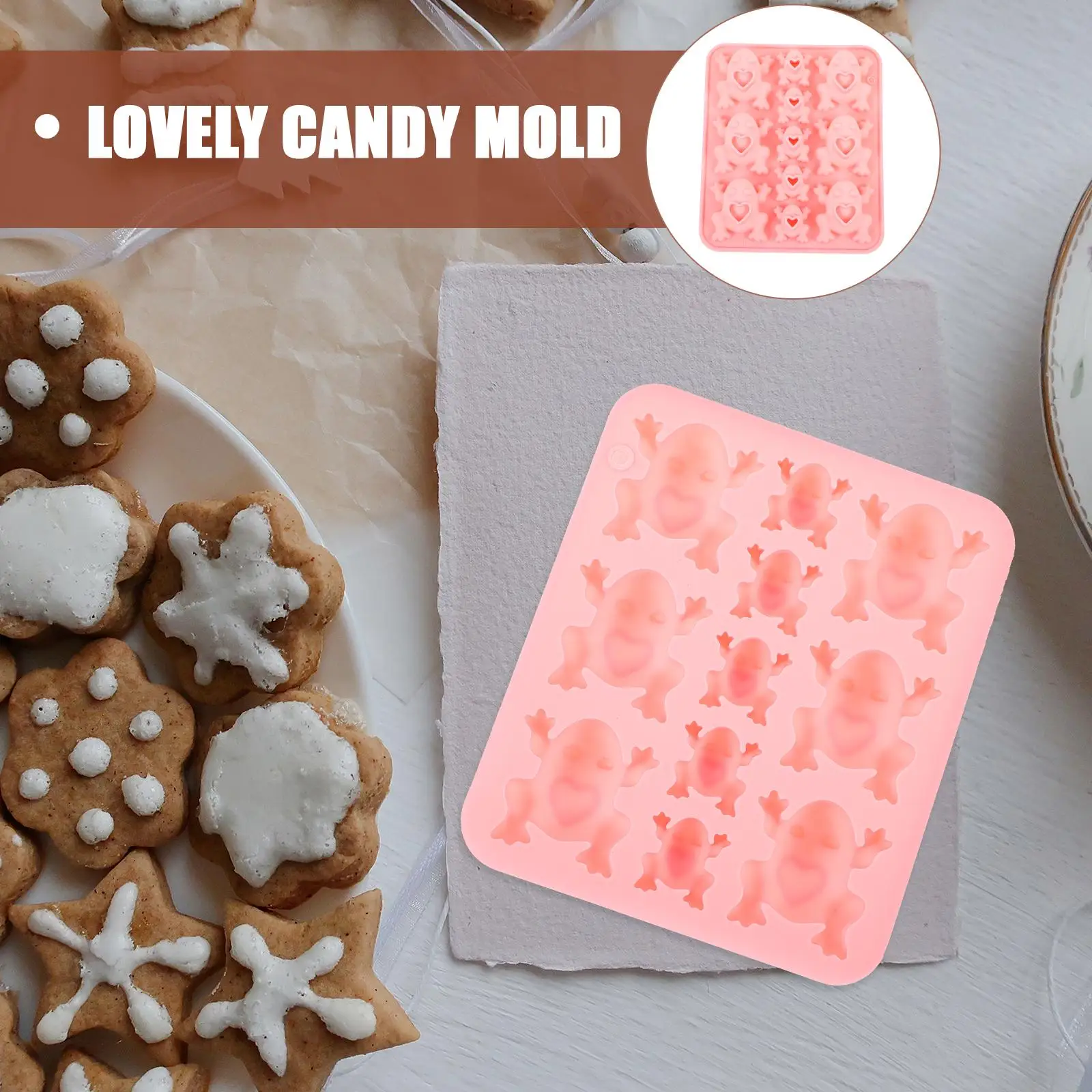 

Frog Shaped Silicone Mold for Chocolate Cake Baking DIY Tools Candy Molds Different Sizes Pink Kitchen Bartending Supplies