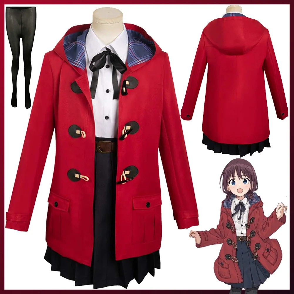 

NINA ISERI Cosplay Women Costume Anime Girls Band Crying Roleplay Outfits Skirts Sockings Red Jacket Female Halloween Party Suit