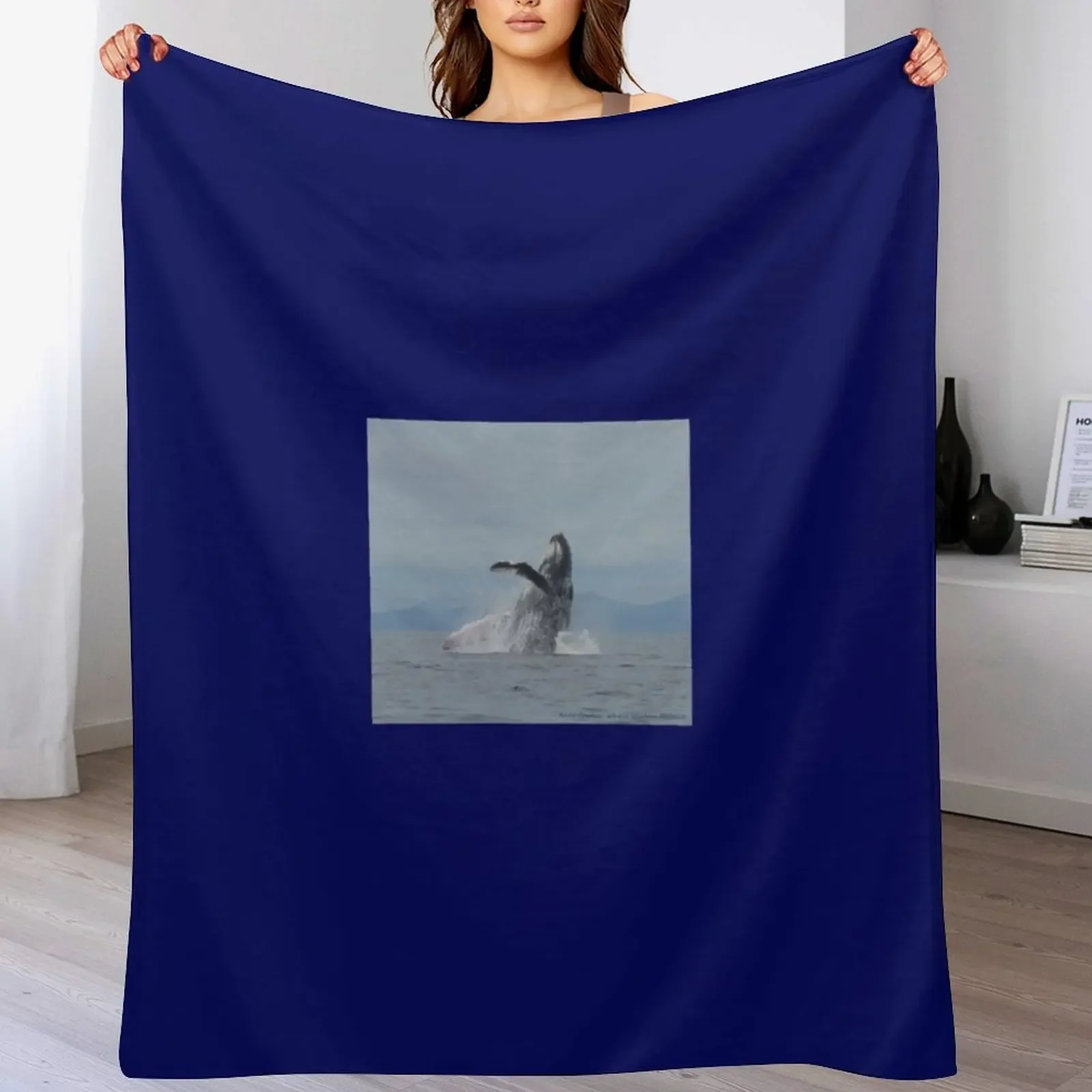 

Humpback Whale Breach Throw Blanket Faux Fur Soft Warm Blanket for Bed